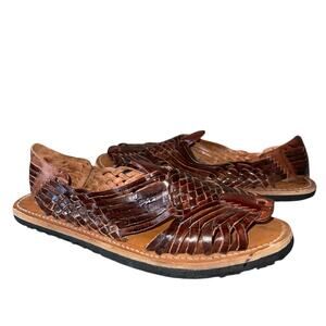 Men's Leather Huarache Slip On Sandals